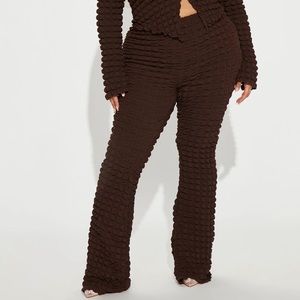 Brown Popcorn Knit Pants- NEW